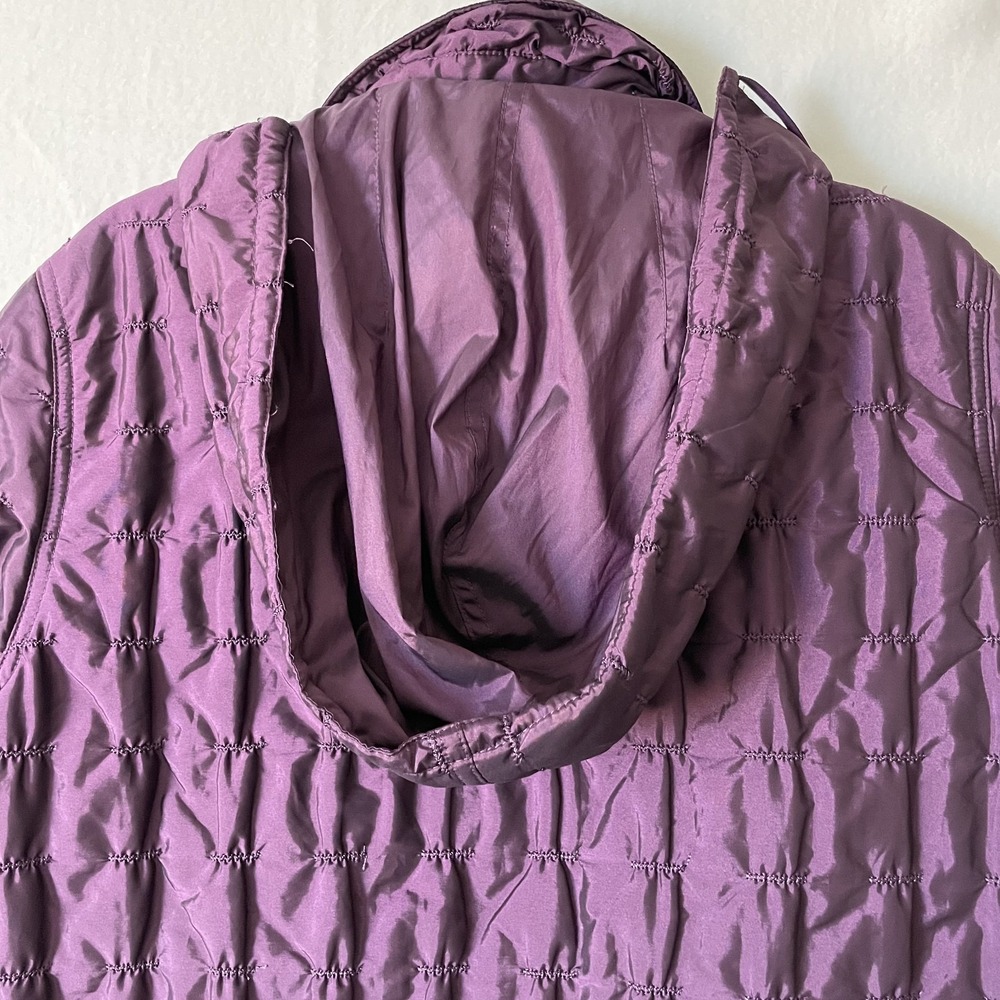 Mycra Pac One Womens Reversible Hooded Quilted Zipped‎ Wine Coat, Size S/M - Picture 7 of 12